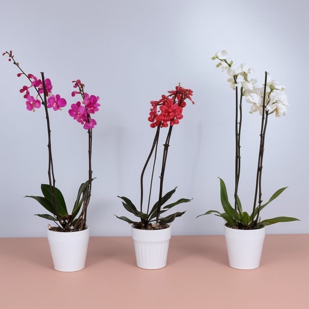 Mieszanka storczyków Phalaenopsis w doniczce