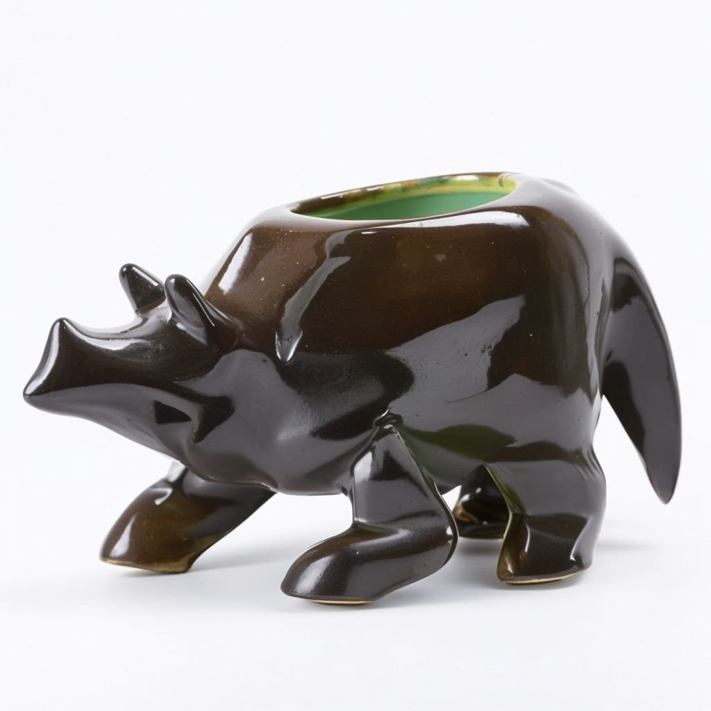 Doniczka na triceratopsa, ciemnozielona, gradientowa