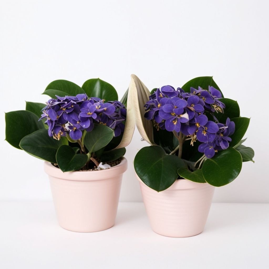 Kompozycja z fiołków w doniczce