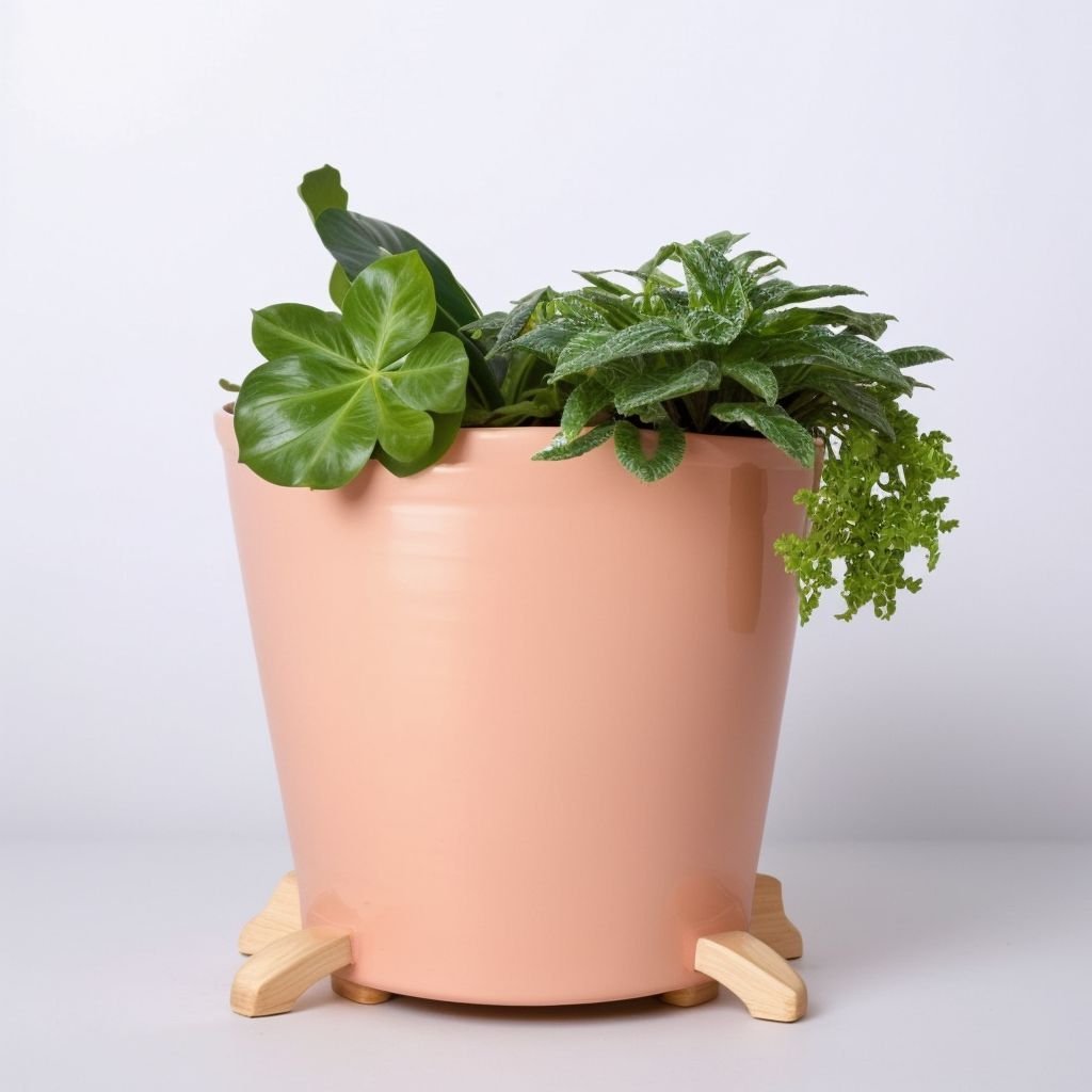 Sukkulenty w różowej doniczce