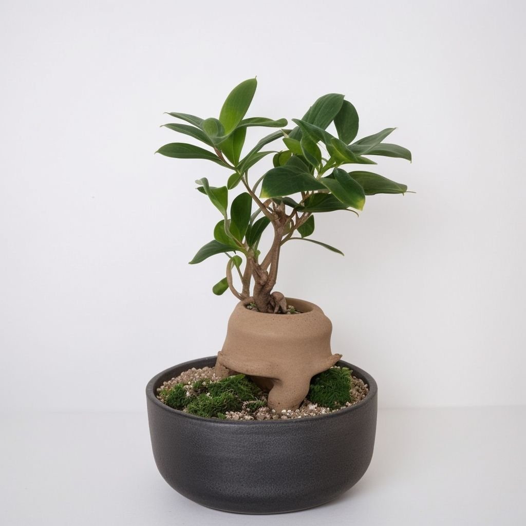 Ficus bonsai Żeń-szeń w doniczce