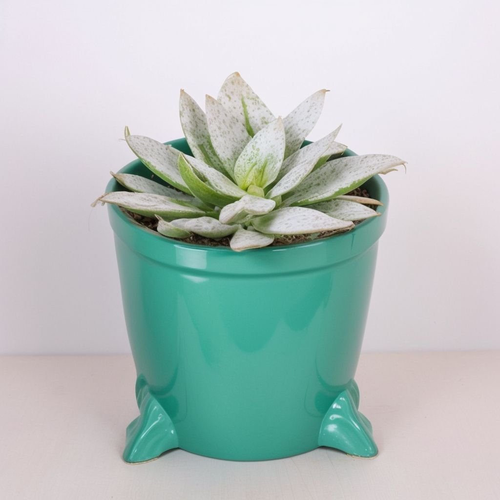 Echeveria pokryta śniegiem w doniczce